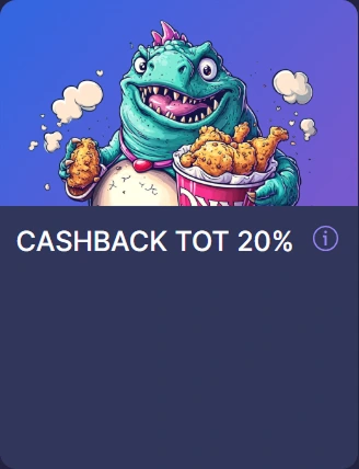 Cashback bonus tot 20% met dinosaurus en popcorn