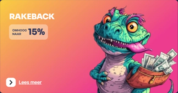 Rakeback bonus tot 15% met dinosaurus en geld
